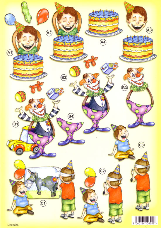 Die Cut 3D Sheets - Kids Party Clown