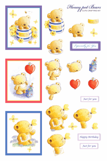 Die Cut 3D - Honey Pot Bears 10 Sheets