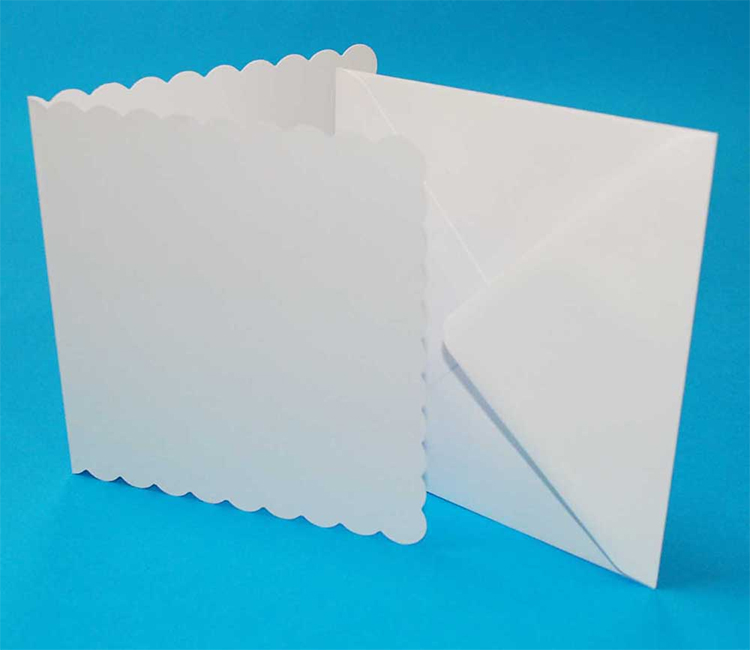 50 Cards and Envelope Packs - C6 Scalloped White