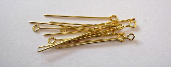 Eye pin, 32mm, Gilt, 100pcs/bag