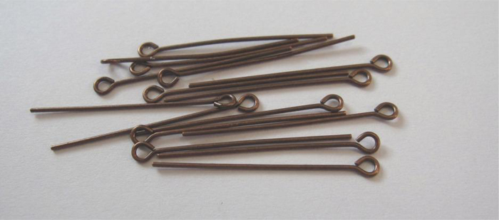 Eye pin, 32mm, Antique Copper, 100pcs/bag