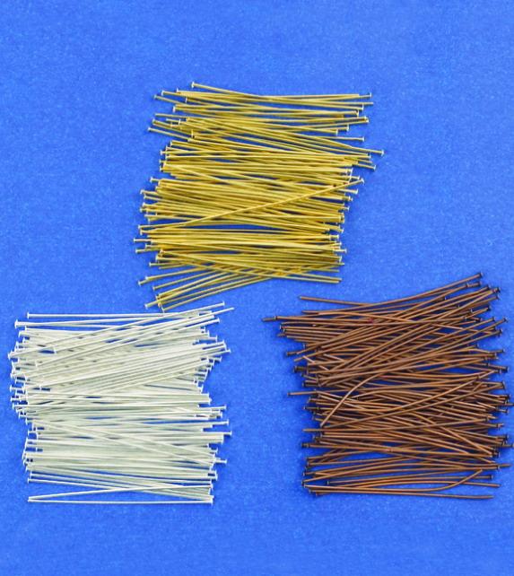 Head Pin, 45mm, Gold, 100pcs/bag