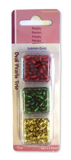 Oval Pearls Trio Pack - Red / Green / Gold