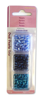 Oval Pearls Trio Pack - Baby Blue / Dark Blue / Turquoise