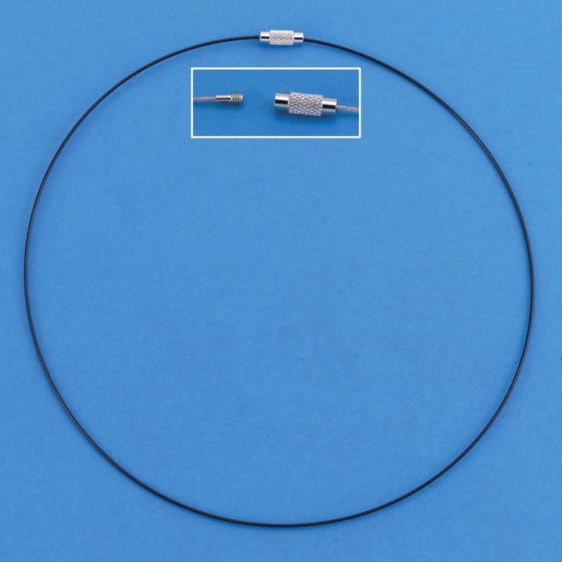 Necklace With Screw Clasp, Black, 45 cm (3pcs)