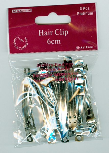 Hair Clip, 60mm Platinum 8pcs