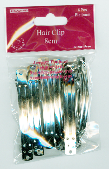 Hair Clip, 80mm Platinum 6pcs