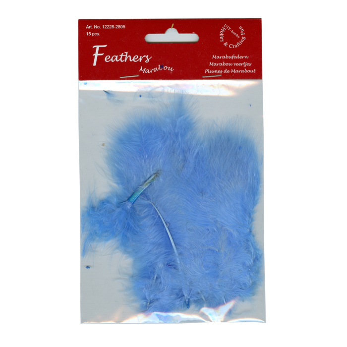 Marabou Feathers, Blue, 15 pcs/ headerbag