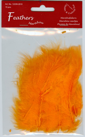 Marabou Feathers, Orange, 15 pcs/ headerbag