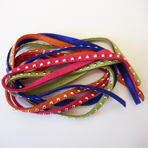 Faux Suede Cord with Silver Studs 5mm 4 colours