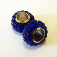 Clay Bead with Strass & Eyelet 8 x 13mm (inner 6mm) 2 pcs