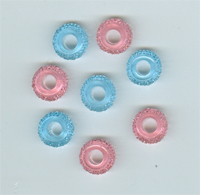 Resin Beads Light Blue/Pink 12 x 6mm (inner 4.5mm) 8pcs