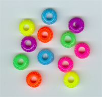 Resin Beads Neon Colours 12 x 6mm (inner 4.5mm) 12pcs