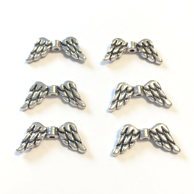 Metal Charms Angel Wings Platinum (6 pcs)