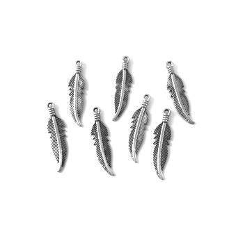 Metal Charms Feathers Platinum (7 pcs)