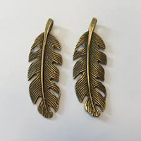 Metal Charms Feathers Antique Gold (2 pcs)