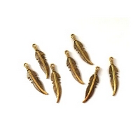 Metal Charms Feathers Gold (7pcs)