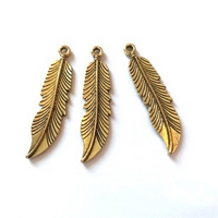 Metal Charms Feathers Gold (3pcs)