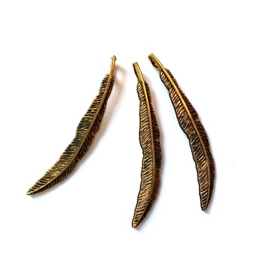 Metal Charms Feathers Gold (3pcs)