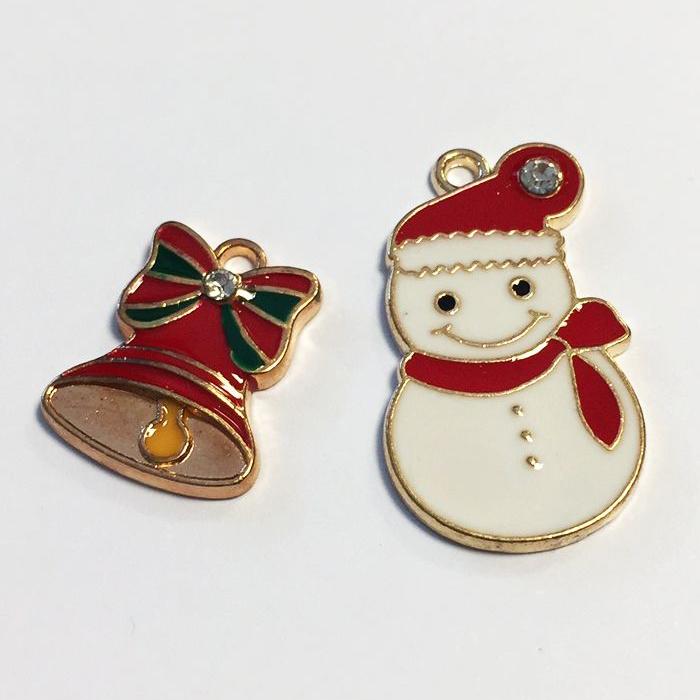 Christmas Charms - Bell & Snowman 2 pcs