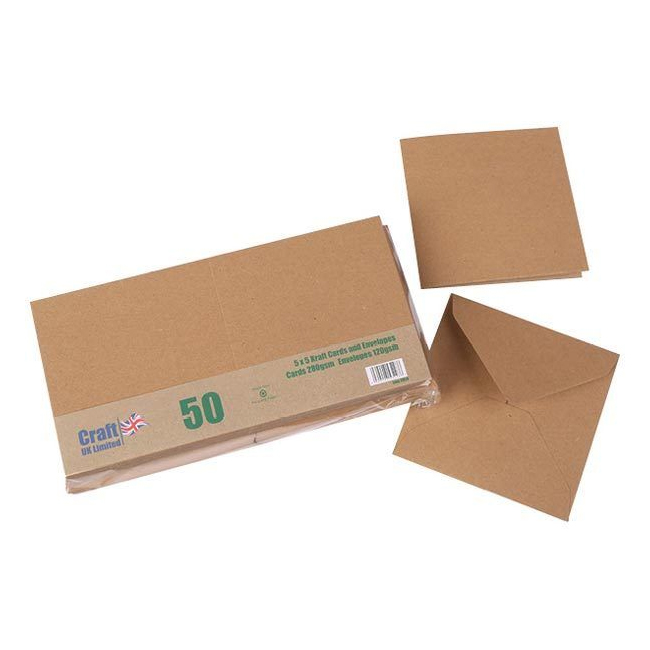 50 Kraft Cards and Envelopes 5x5