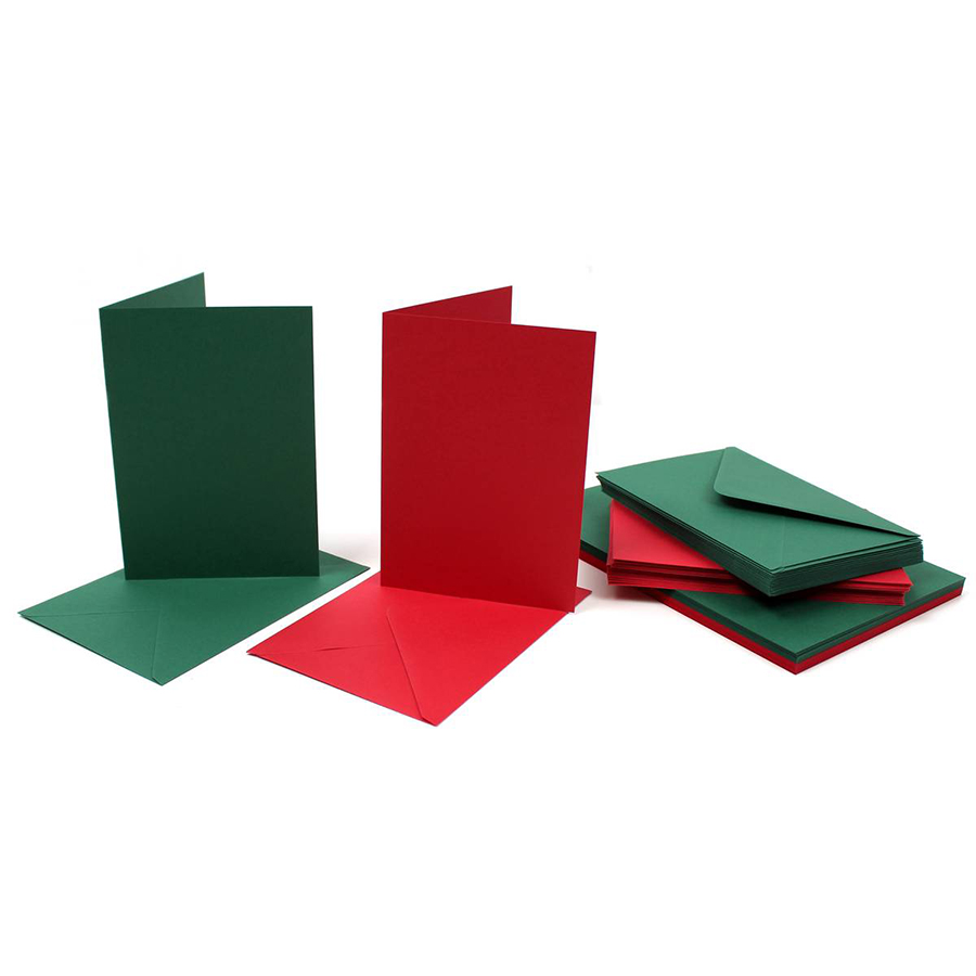 40 Cards and Envelopes Red & Green 5x7