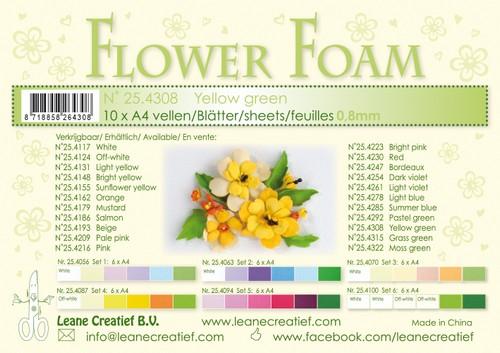 Leane Creatief  10 Flower foam sheets A4 0.8mm Yellow Green