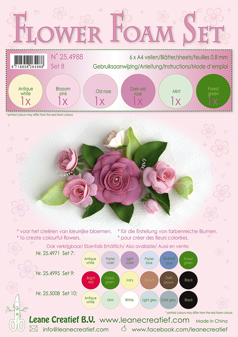 Leane Creatief Flower Foam Set 8 - Pink Colours