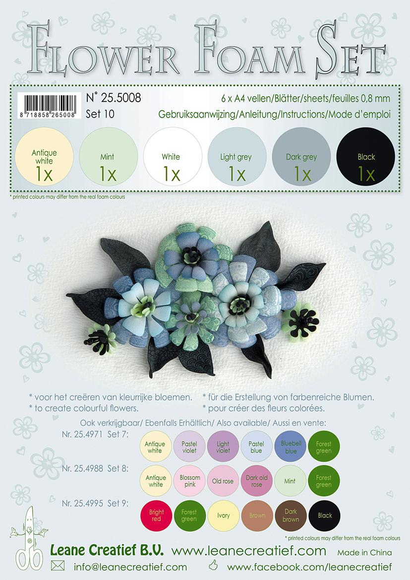 Leane Creatief Flower Foam Set 10 - Grey Black