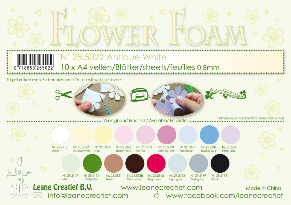 Leane Creatief Flower Foam Sheets - Antique White x10