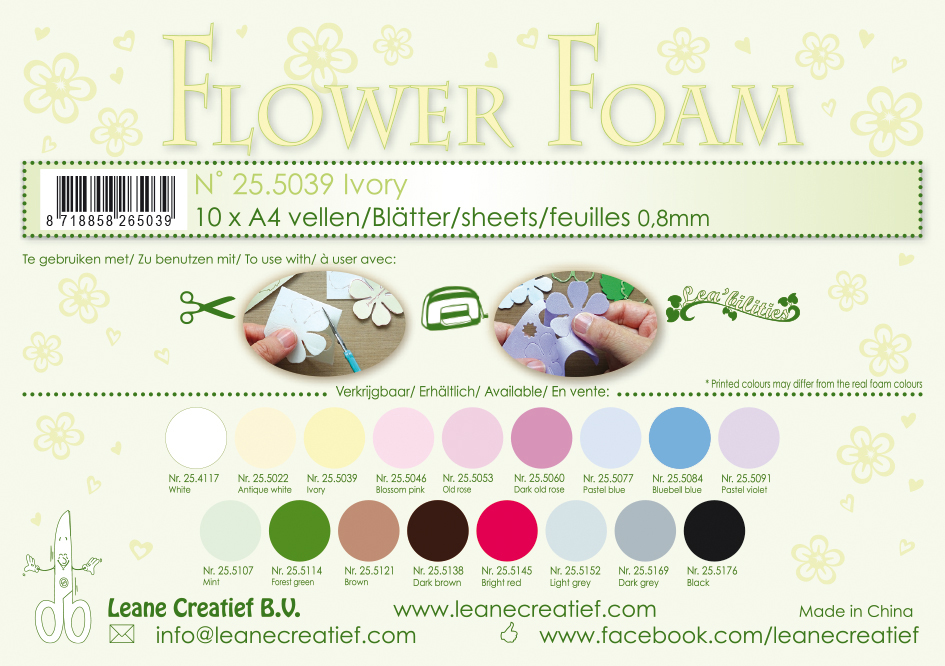 Leane Creatief Flower Foam Sheets - Ivory x10
