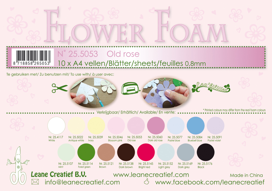 Leane Creatief Flower Foam Sheets - Old Rose x10