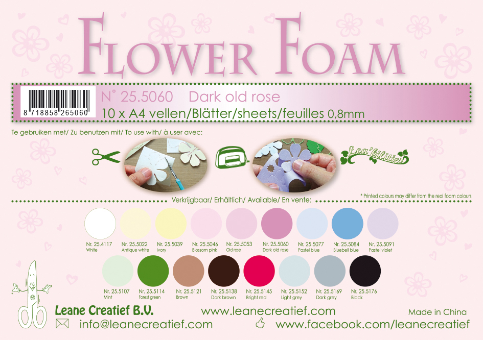Leane Creatief Flower Foam Sheets - Dark Old Rose x10