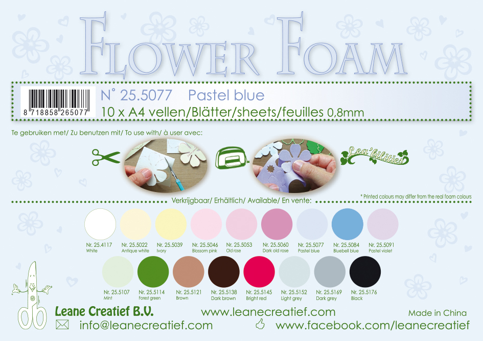 Leane Creatief Flower Foam Sheets - Pastel Blue x10