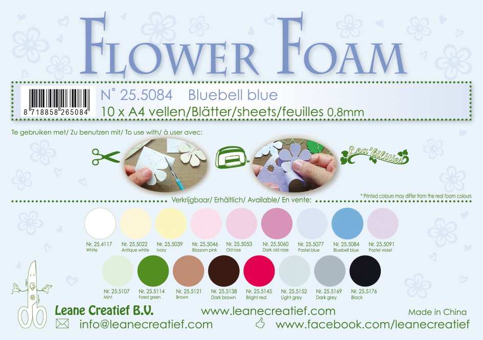Leane Creatief Flower Foam Sheets - Bluebell Blue x10