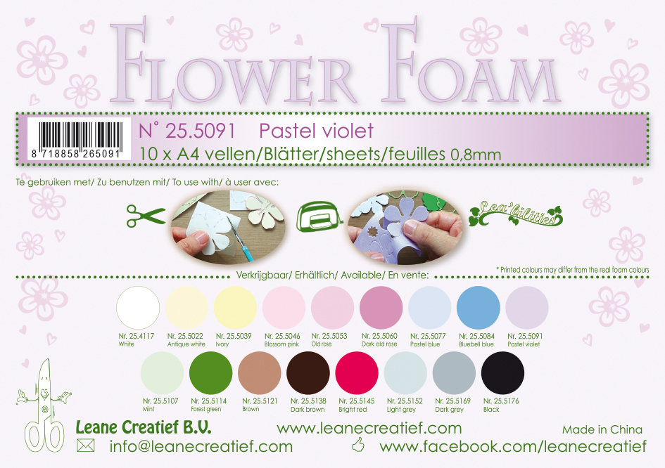 Leane Creatief Flower Foam Sheets - Pastel Violet x10