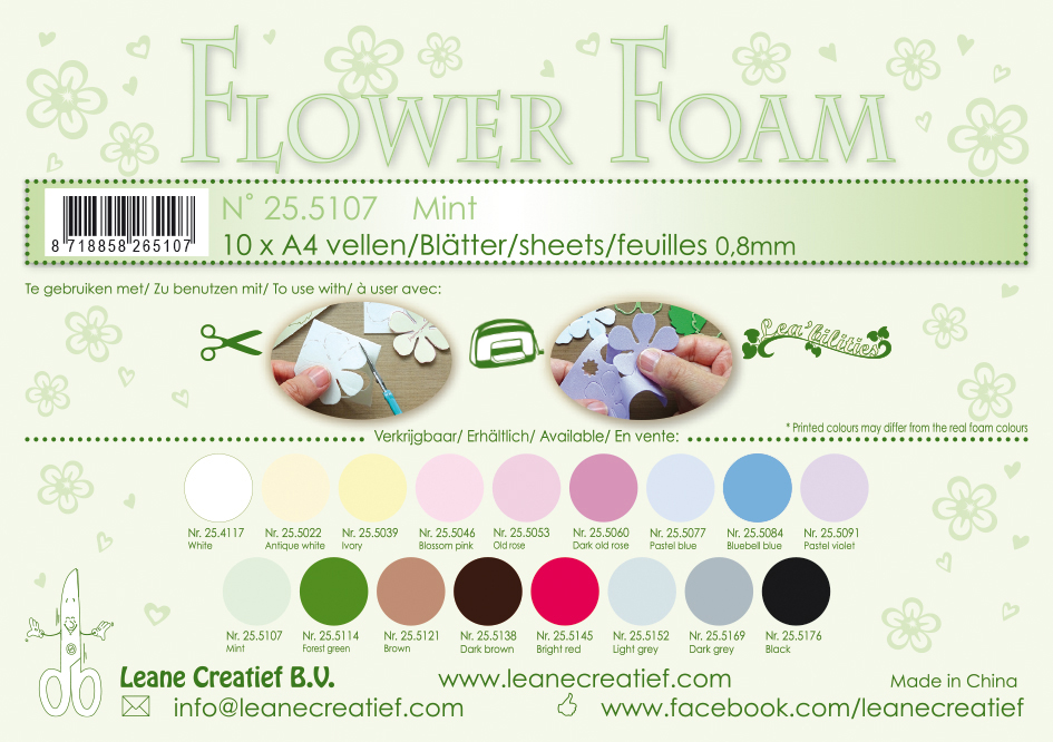 Leane Creatief Flower Foam Sheets - Mint x10