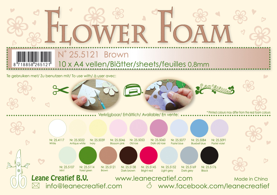 Leane Creatief Flower Foam Sheets - Brown x10