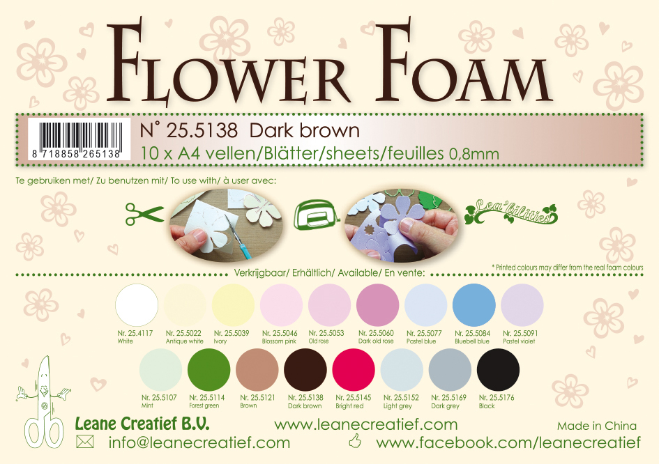 Leane Creatief Flower Foam Sheets - Dark Brown x10