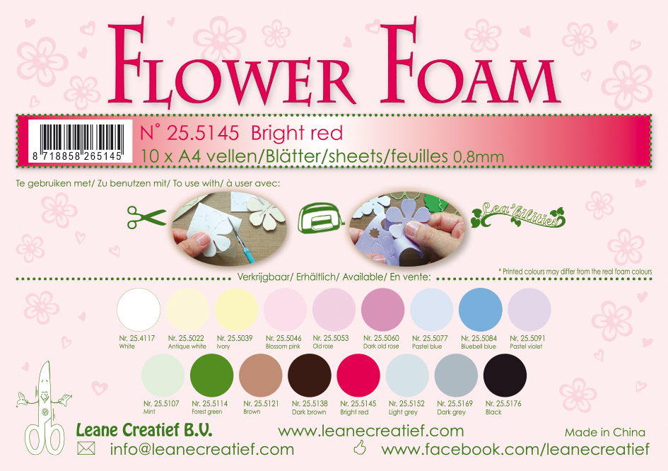 Leane Creatief Flower Foam Sheets - Bright Red x10