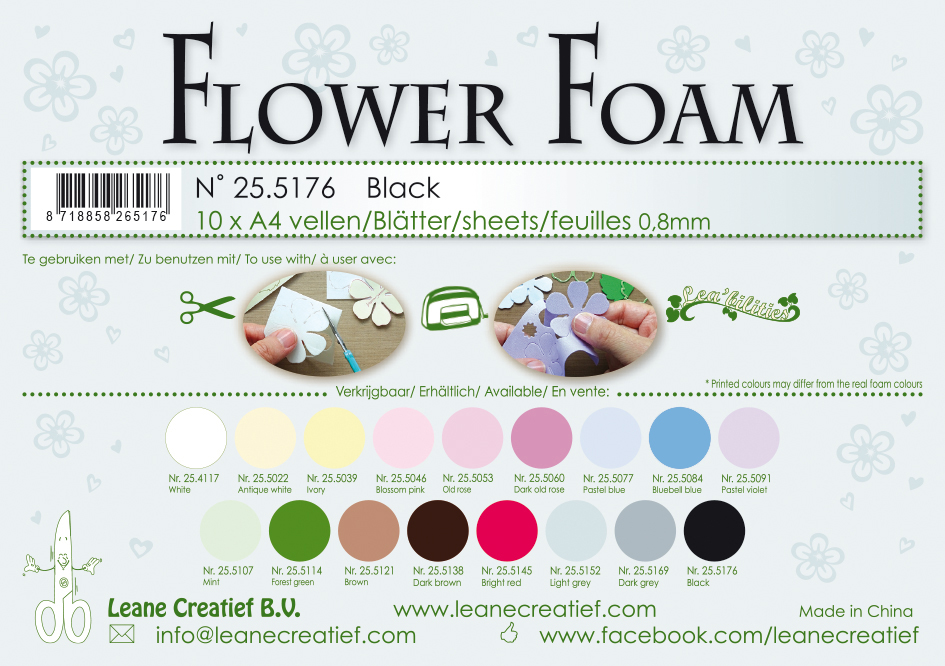 Leane Creatief Flower Foam Sheets - Black x10