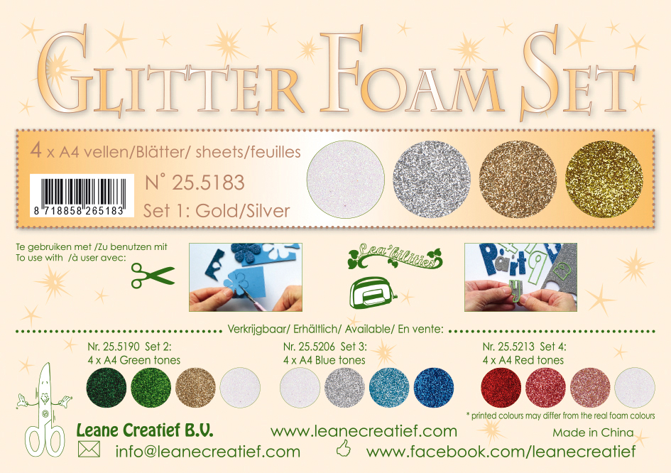 Leane Creatief Glitter Foam Set 1 - Gold/Silver