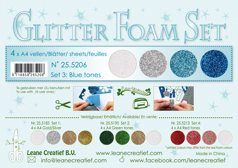 Leane Creatief Glitter Foam Set 3 - Blue Tones