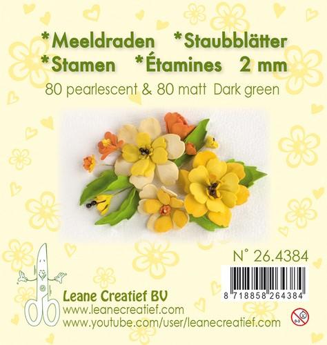 Leane Creatief Stamen 2mm,  80 matt & 80 pearl Dark Green