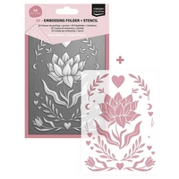 NEW Vaessen Creative 3D Embossing Folder + Stencil Flower Dreams A6
