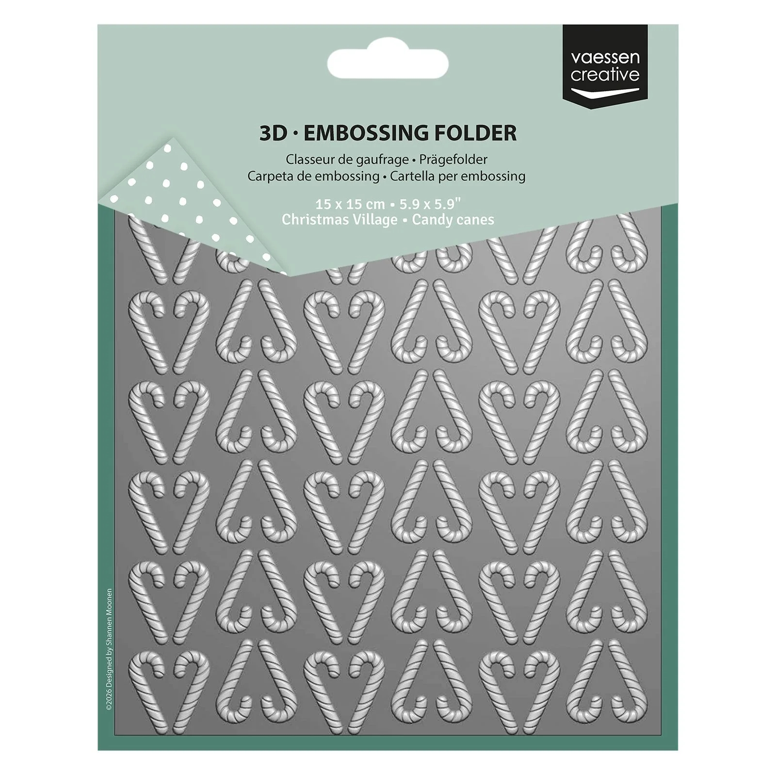  Vaessen Creative 3D Embossing Folder Candy Canes 5.9x5.9
