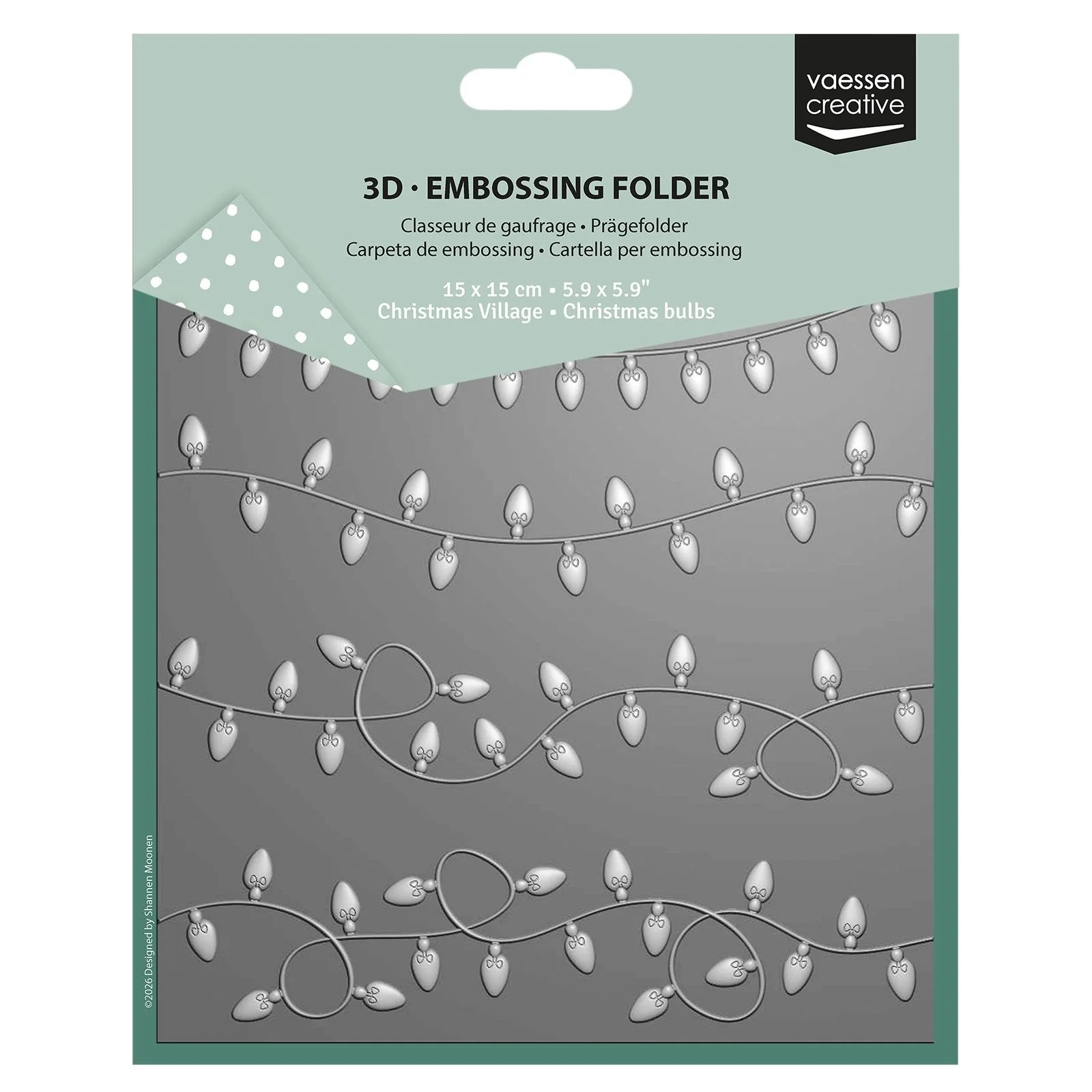 NEW Vaessen Creative 3D Embossing Folder Christmas Bulbs 5.9x5.9