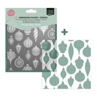 NEW Vaessen Creative 3D Embossing Folder + Stencil Christmas Baubles 5.9x5.9 NEW Vaessen Creative 3D Embossing Folder + Stencil Christmas Baubles 5.9x5.9