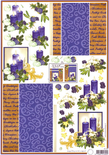3D Paper - Blue Candle Xmas