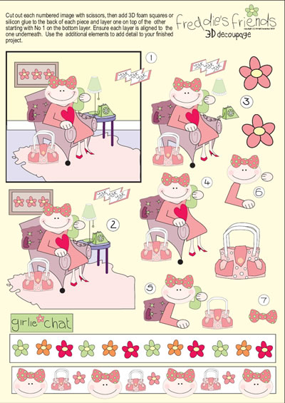 Die Cut 3D Sheet (10 sheets) - Girlie Chat